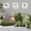 Porter - Queen Soft Washed Pleated Comforter Set - Olive Green