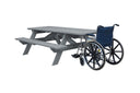 94" x 66" x 30" Solid Wood Outdoor Picnic Table - Gray