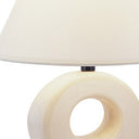 Ceramic Bedside Table Lamp With White Empire Shade - Beige