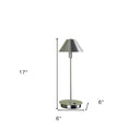 Metal Bedside Table Lamp With Silver Cone Shade - Silver