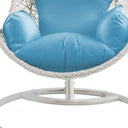 Steel Stand Finished Metal Outdoor Swing Chair With Blue Cushion - Blue