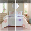 Gracie - Floral Reversible Tufted Chenille Twin Comforter Set With Flower Throw Pillow - White / Purple