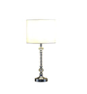 Metal And Faux Crystal Table Lamp With White Drum Shade - Silver