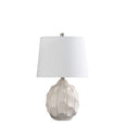 Ceramic Faceted Table Lamp With Off - White Drum Shade - Cream - HomeRoots - Table Lamps - Elite Enclave Home