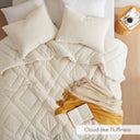 Kyla - Full/Queen Double Diamond Quilted Teddy Comforter Set - Ivory - Comfort Spaces - Comforters & Sets - Elite Enclave Home