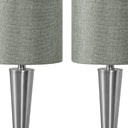 Metal Candlestick USB Table Lamps With Gray Drum Shade (Set of 2) - Silver - HomeRoots - Lamp Sets - Elite Enclave Home