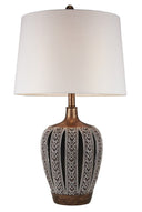 Primo Tall Table Lamp With White Lamp Shade - Brown
