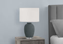 Ceramic Round Table Lamp With Ivory Drum Shade - Blue And Silver - HomeRoots - Table Lamps - Elite Enclave Home