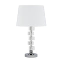 Crystal Stacked Geo Cubes Table Lamp With White Classic Empire Shade - Silver
