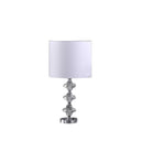 Crystal Geometric Table Lamp With White Classic Drum Shade - Silver