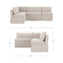 Fable - Slipcover Dining Banquette L - Shape Sectional With Slipper Chair - Beige - Moe's Home Collection - Stationary Sectionals - Elite Enclave Home