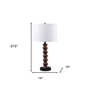 Polyresin Indents Table Lamp With White Shade - Dark Cherry