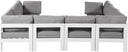Nizuc - Outdoor Patio 8 Piece Modular Sectional With White Frame - Meridian Furniture - Stationary Sectionals- Elite Enclave Home