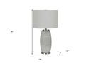 Ceramic Cylinder Table Lamp With Gray Drum Shade - Gray And Silver - HomeRoots - Table Lamps - Elite Enclave Home