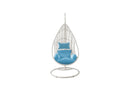 Steel Stand Finished Metal Outdoor Swing Chair With Blue Cushion - Blue