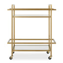 Uttermost Erena Bar Cart – sleek brass stainless steel frame with two glass shelves 