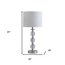 21" Bedside Table Lamp With White Drum Shade - Silver - HomeRoots - Table Lamps - Elite Enclave Home