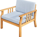 33" Eucalyptus Slat Wood Outdoor Accent Chair With Aqua Cushion - Natural