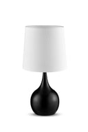 23.5" Metal Bedside Table Lamp With White Shade - Black