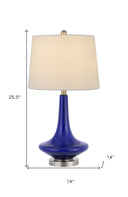 26" Metal Two Light Bedside Table Lamps With White Globe Shade (Set of 2) - Silver