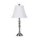 Metal Bedside Table Lamp With White Bell Shade - Nickel