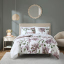 Alice - Twin Floral Comforter Set With Bed Sheets - Mauve