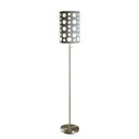 Steel Novelty Floor Lamp With Drum Shade - Silver / Gray And White - HomeRoots - Floor Lamps - Elite Enclave Home