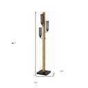 Three Light Traditional Shaped Floor Lamp With Black Novelty Shade - Brown - HomeRoots - Floor Lamps - Elite Enclave Home