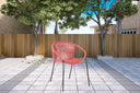 3 Piece Round Stone Dining Set With Two Chairs - Gray, Red And Black