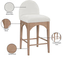 Waldorf - Chenille Stool With Natural Legs - Meridian Furniture - Counter Height (24" - 27") - Elite Enclave Home