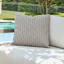 Uttermost Involve Outdoor Striped Pillow – gray and white striped Sunbrella fabric