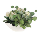 Protea Blooms - Bowl Centerpiece - Green / White - Uttermost - Plants - Elite Enclave Home