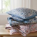 Valerie - Twin Boho Floral Reversible Quilt - Blue