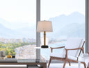 Metal Novelty Table Lamp With Gray Empire Shade - Black