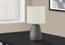 Ceramic Round Table Lamp With Ivory Drum Shade - Gray - HomeRoots - Table Lamps - Elite Enclave Home
