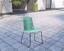 5 Piece Round Stone Dining Set With Four Chairs - Gray And Light Blue