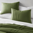Porter - Queen Soft Washed Pleated Comforter Set - Olive Green