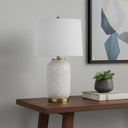 Metal Table Lamp With White Drum Shade - Ivory - HomeRoots - Table Lamps - Elite Enclave Home