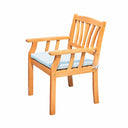 35" Eucalyptus Slat Wood Outdoor Accent Chair With Aqua Cushion - Natural