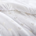 Rosalie - 3 Piece Twin/Twin Long Metallic Printed Plush Comforter Set With Throw Pillow - White/Gold
