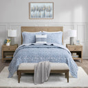 Harmony - 4 Piece Full Oversized Reversible Matelasse Coverlet Set With Throw Pillow - Blue