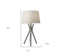 Metal Tripod Leg With Antique Brass Accent Table Lamp - Black