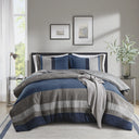 Boulder Stripe - Full/Queen Pieced Comforter Set - Blue - Super Listing - Comforters & Sets - Elite Enclave Home