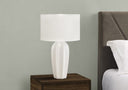27" Ceramic Geometric Table Lamp With Drum Shade - Cream - HomeRoots - Table Lamps - Elite Enclave Home