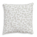 Uttermost Scatter Abstract Outdoor Pillow – cream woven ground with multi-tonal putty abstract shapes in Sunbrella solution-dyed acrylic 