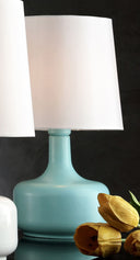 Metal Bedside Table Lamp With White Shade - Blue