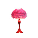 Glam Feather And Red Table Lamp - Hot Pink