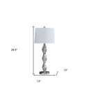 Geo Glass Table Lamp With White Shade - Brushed Silver