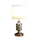 Bedside Table Lamp With White Drum Shade - Gold
