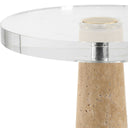 Niari - Travertine Drink Table - Light Brown - Uttermost - Accent Tables- Elite Enclave Home